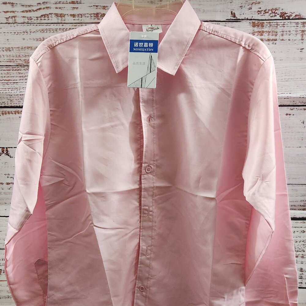 Men Pink NosiijatdnButton Down Shirt - Size Large